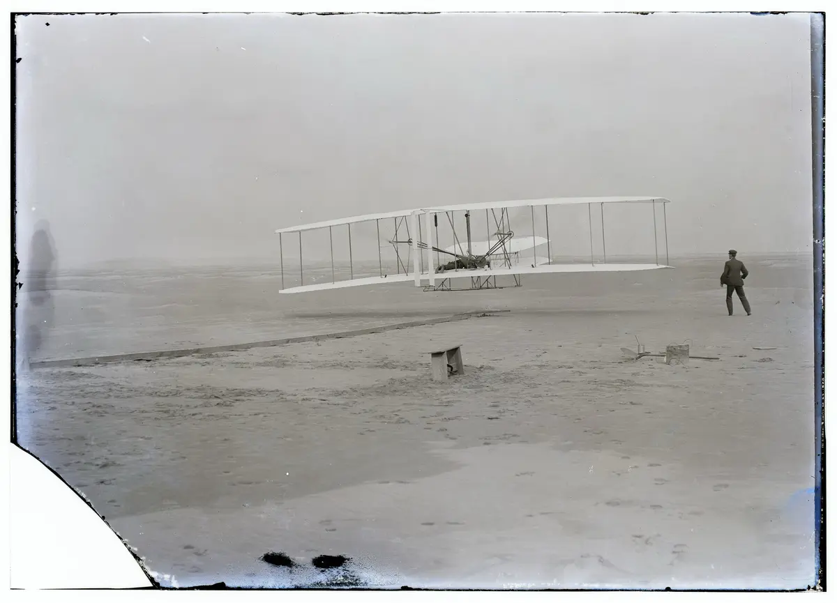 The Wright brothers fly